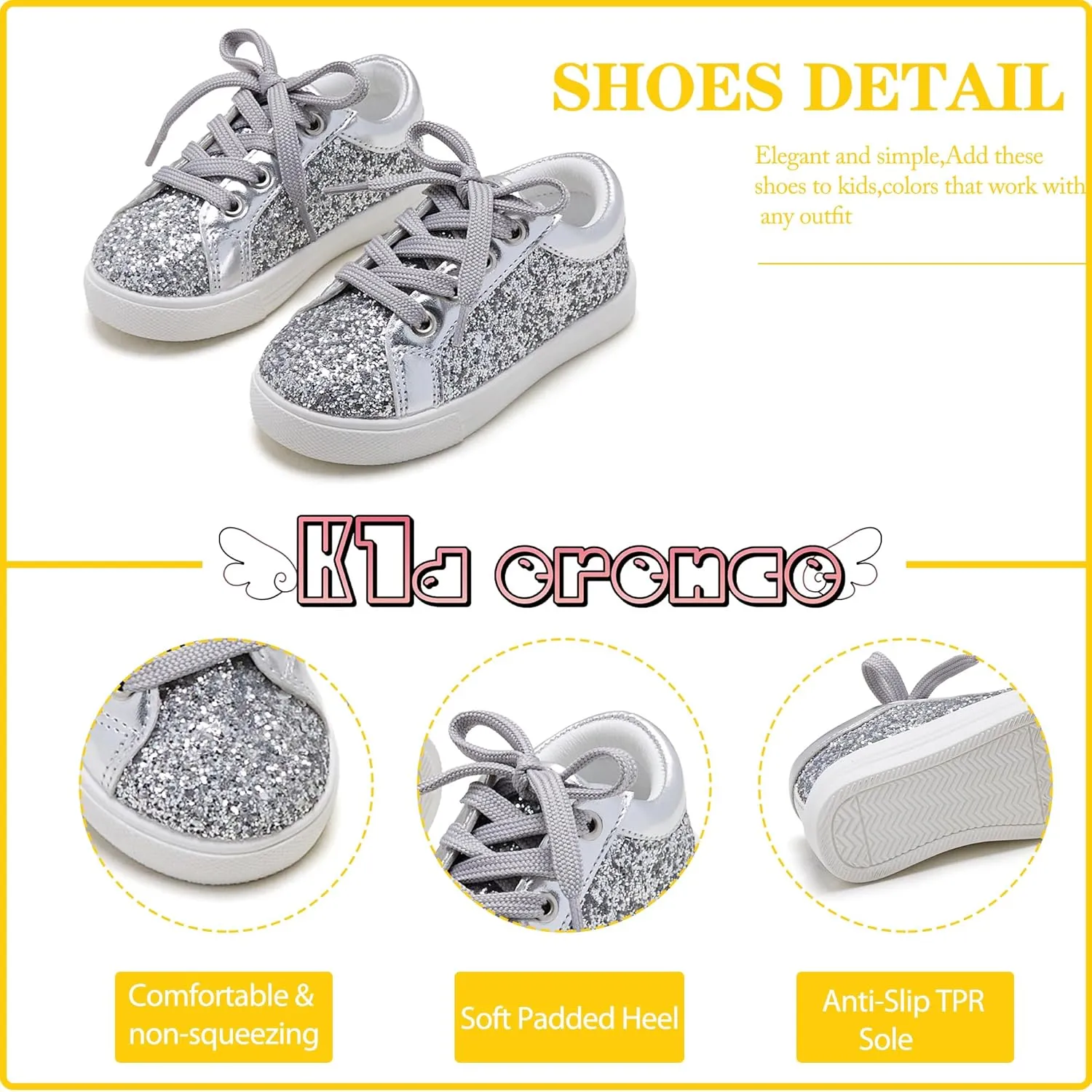 Kiderence Toddler Girls Sneakers Little Girls Running Sports Shoes(Toddler/Little Kids)
