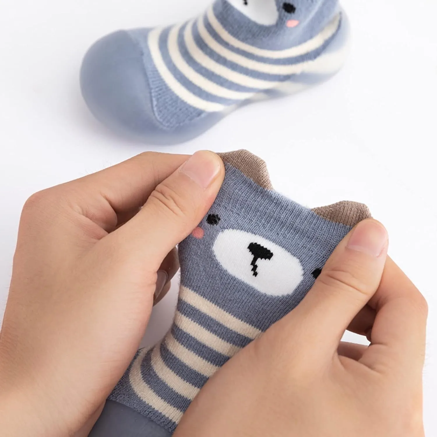 Kids Toddler Baby Boys Girls Solid Warm Knit Soft Sole Rubber Shoes Slipper Stocking Soft House Shoes for Toddler Boys