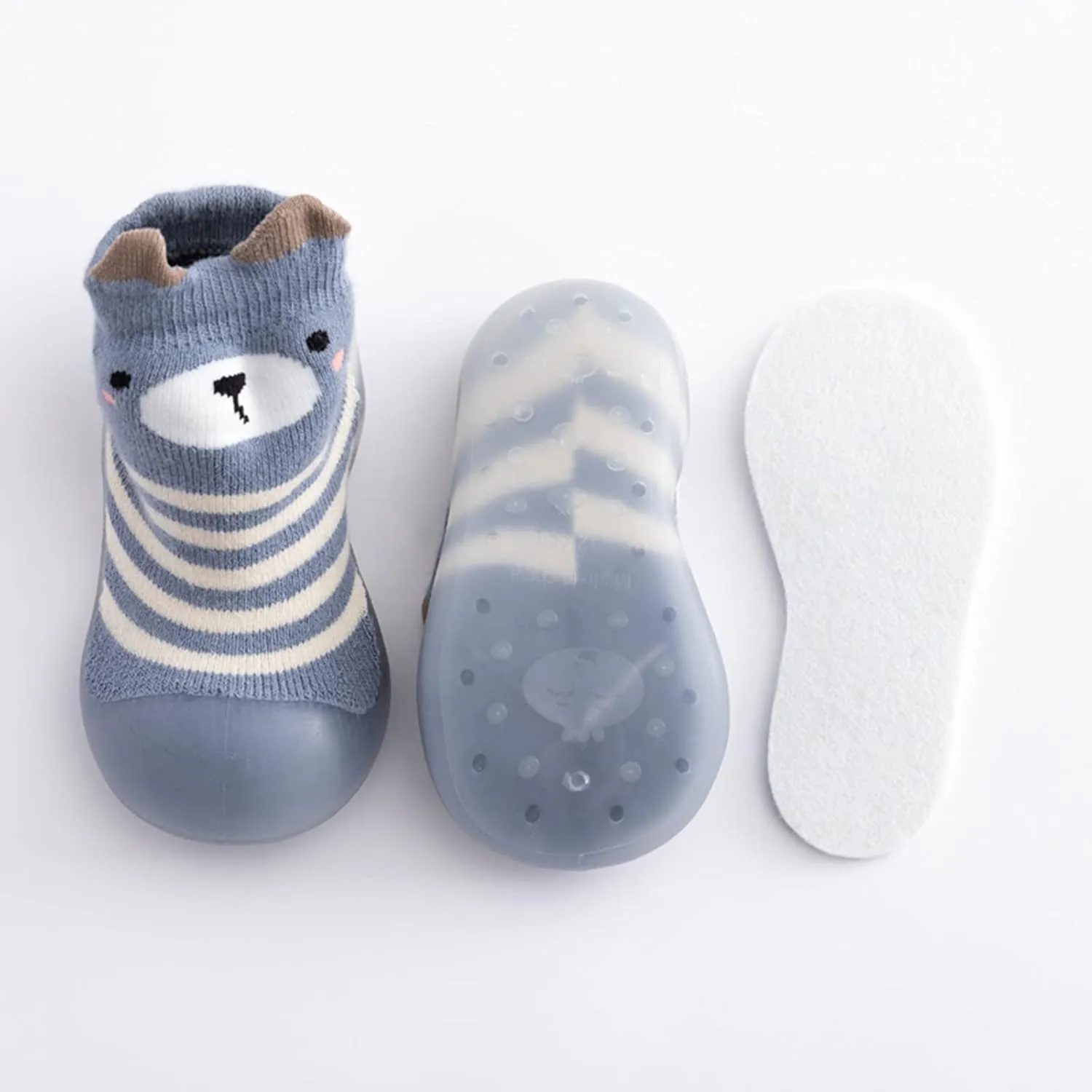 Kids Toddler Baby Boys Girls Solid Warm Knit Soft Sole Rubber Shoes Slipper Stocking Soft House Shoes for Toddler Boys