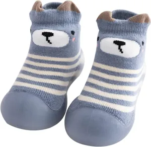 Kids Toddler Baby Boys Girls Solid Warm Knit Soft Sole Rubber Shoes Slipper Stocking Soft House Shoes for Toddler Boys
