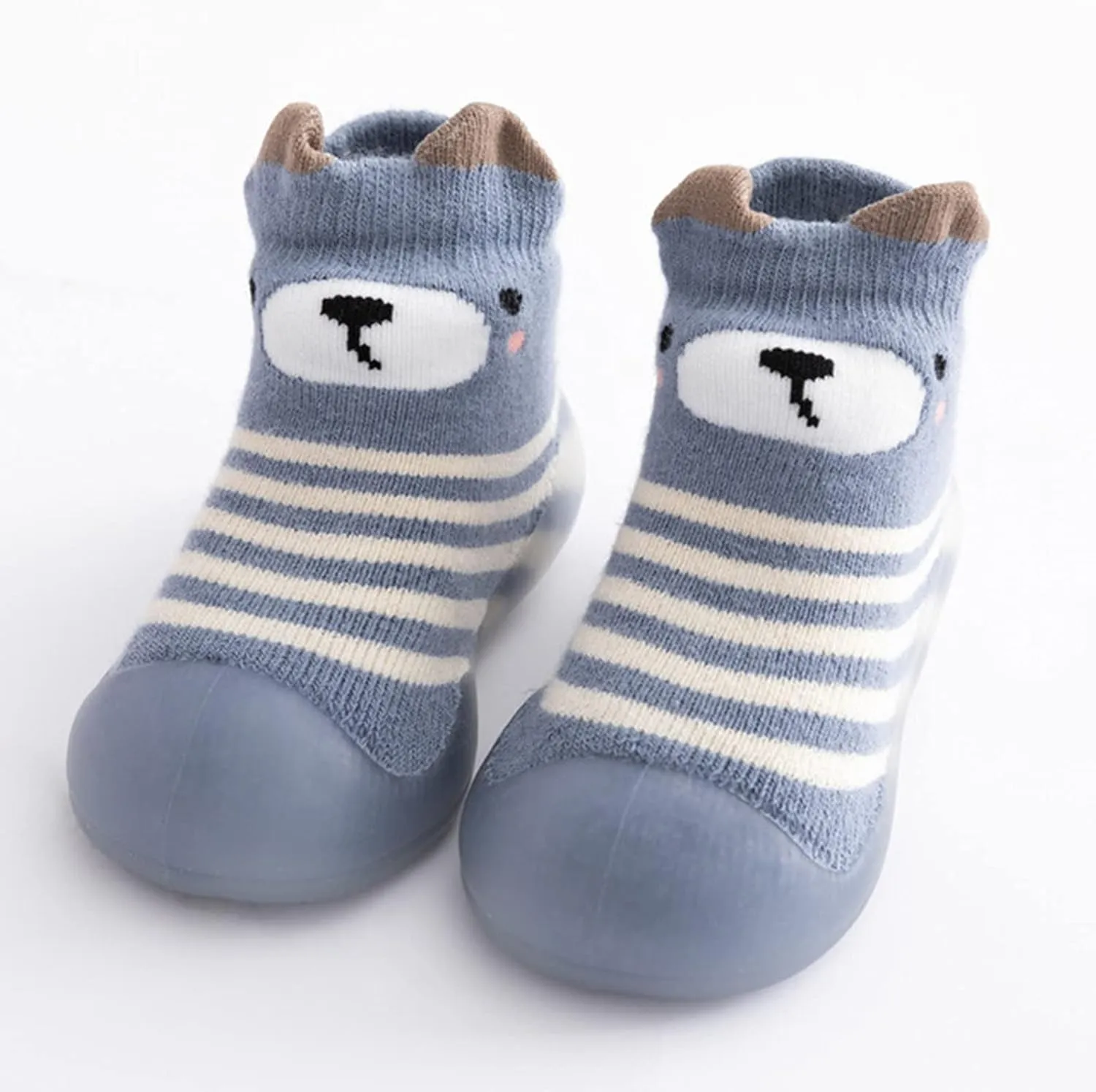 Kids Toddler Baby Boys Girls Solid Warm Knit Soft Sole Rubber Shoes Slipper Stocking Soft House Shoes for Toddler Boys