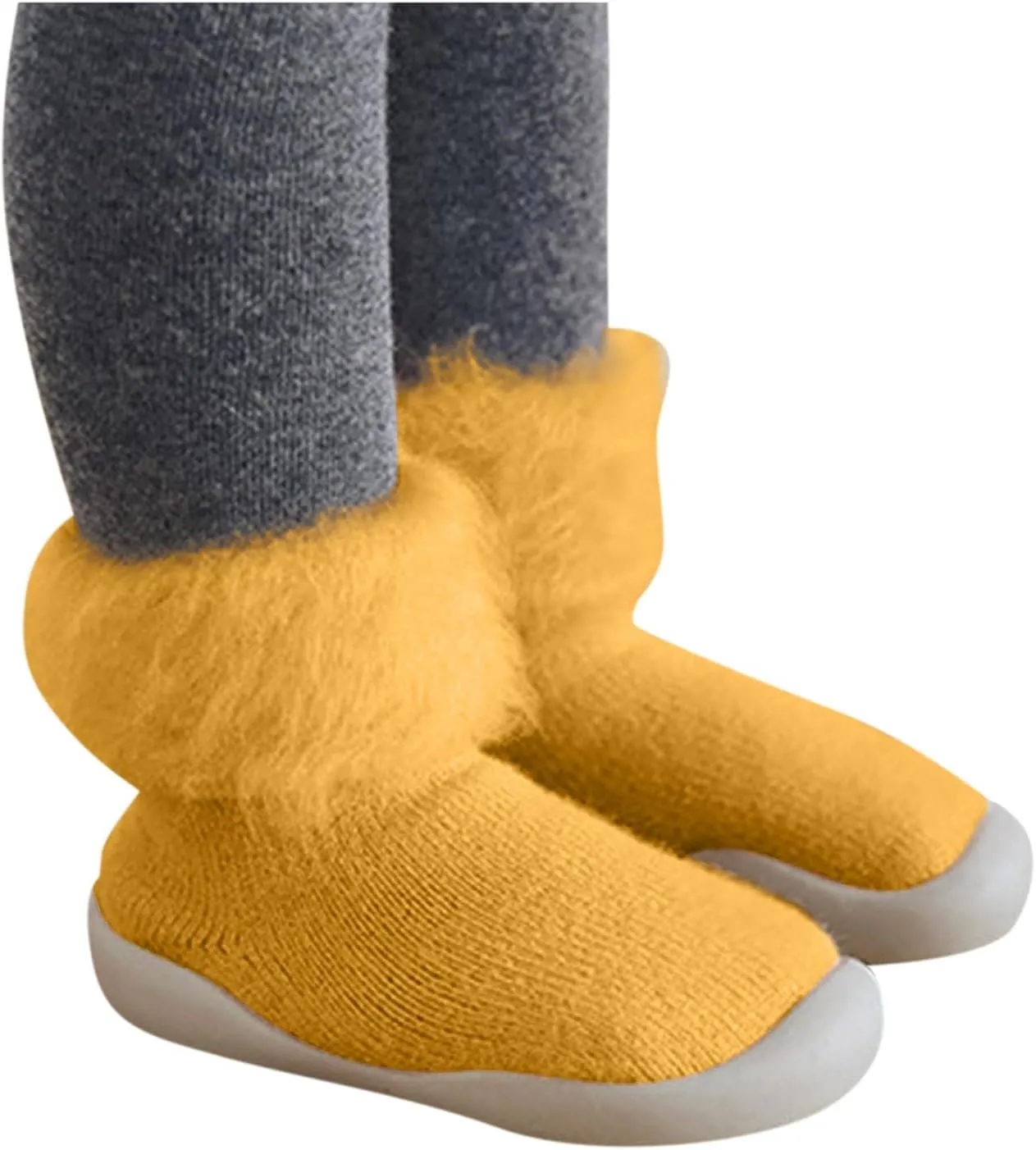 Kids Toddler Baby Boys Girls Solid Warm Knit Soft Sole Rubber Shoes Socks Slipper Stocking