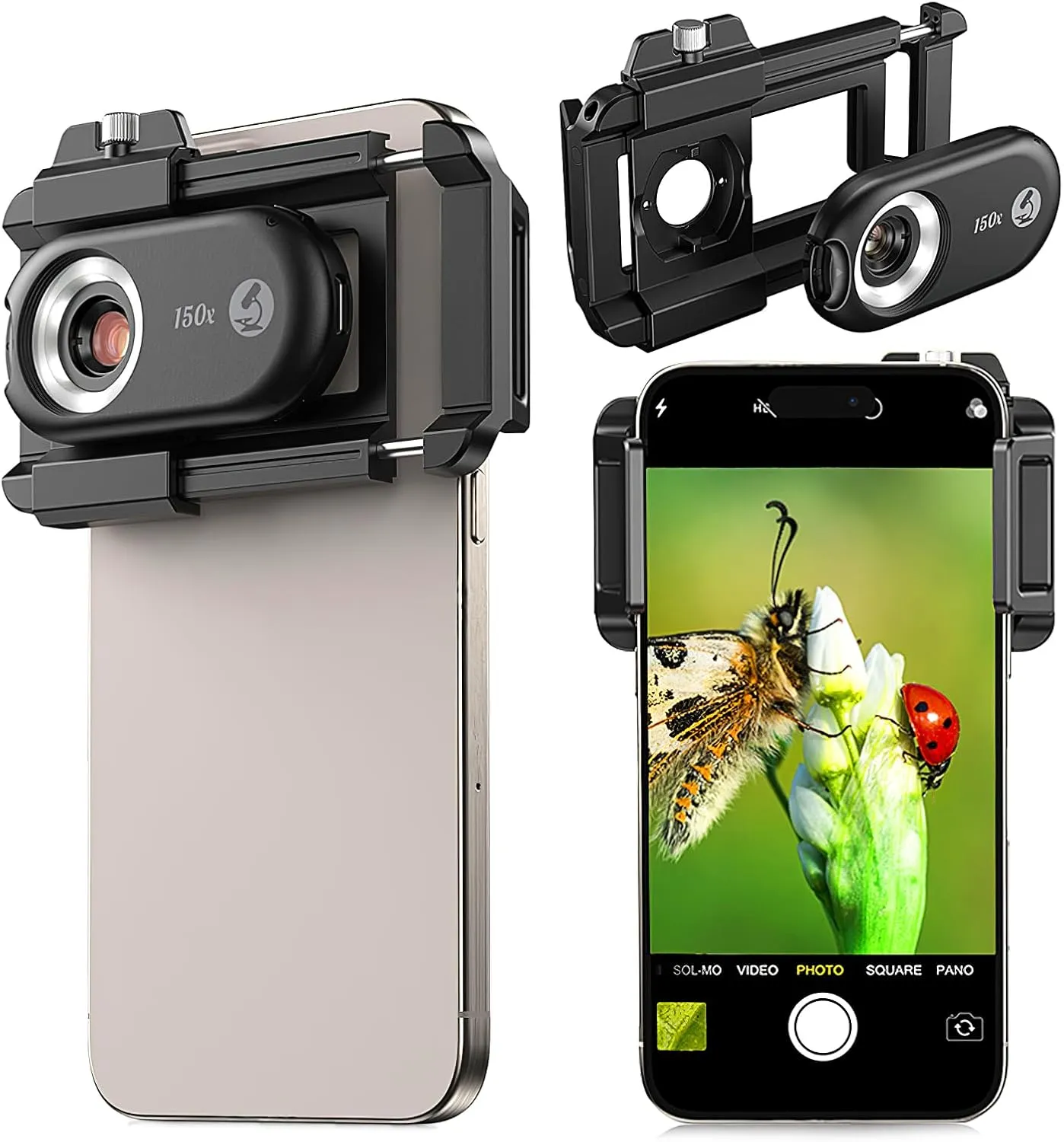 Kolertron Phone Microscope Lens,150X Phone Microscope for CPL Lens/LED/UV Light, Mini Pocket Digital Microscope, Portable Pocket Phone Microscope Lens Attachment,iPhone/Andriod Phone Compatible