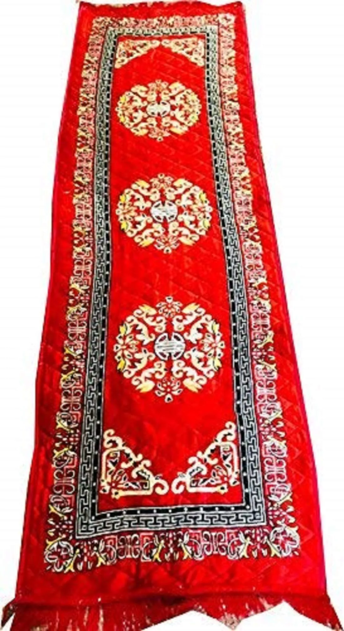 Kuber Industries Kitchen/Floor Mat|Solid Traditional Print & Soft Velvet Material|Size 190 X 64 Cm (Red), Large Rectangle