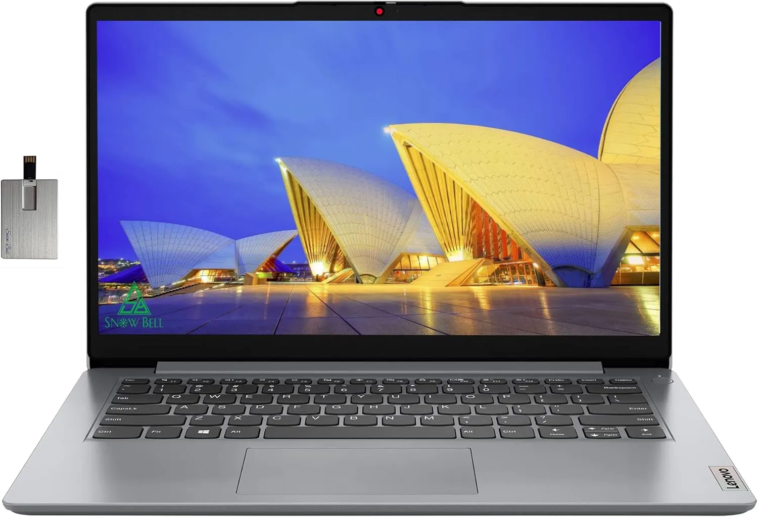Lenovo 2022 Ideapad 1i 14" HD Laptop, Intel Celeron N4020 Processor, 4GB RAM, 64GB eMMC Flash Memory, Intel HD Graphics 500, HD Webcam, Cloud Grey, Windows 11S, 32GB Snowbell USB Card (Renewed)