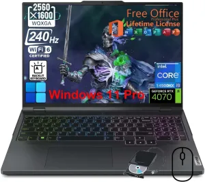 Lenovo Legion Pro 5i Gaming Laptop, 14th Gen Intel 24-Core i9-14900HX, RTX 4070, 16" 240Hz 2560x1600 Display, RGB Backlit, Win 11 Pro, w/Office Lifetime & External DVD Drive (32GB DDR5, 2TB SSD)