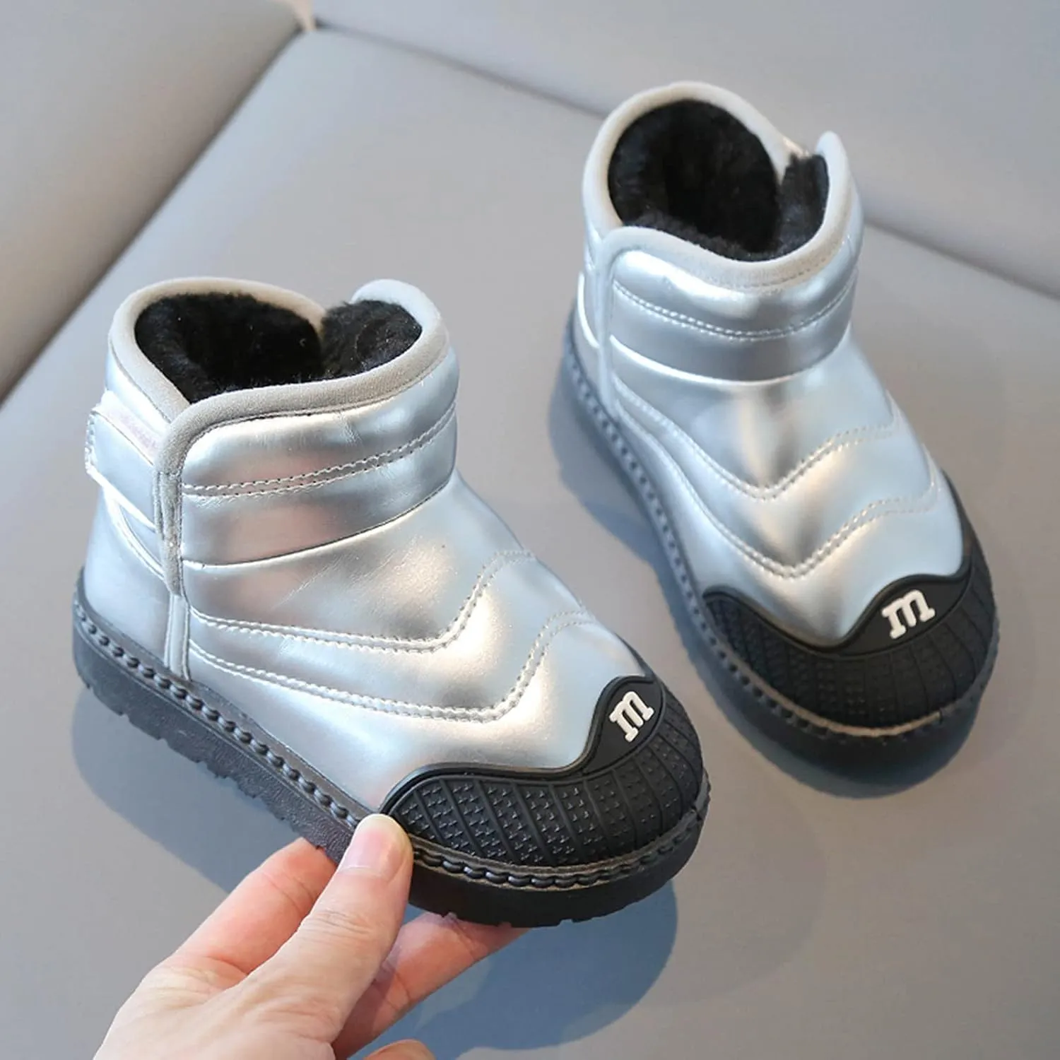 Little Girls Flat Sole Boots Baby Shoes Toddler Boots Fashion Soft Bottom Toddler Shoes Plus Velvet Thick Non Slip Boots