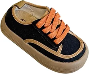 Little Kid Boy Girl Slip On Canvas Sneakers Lace Up Lowtop Casual Lightweight Comfortable Non-Slip Soft Sole Shoes