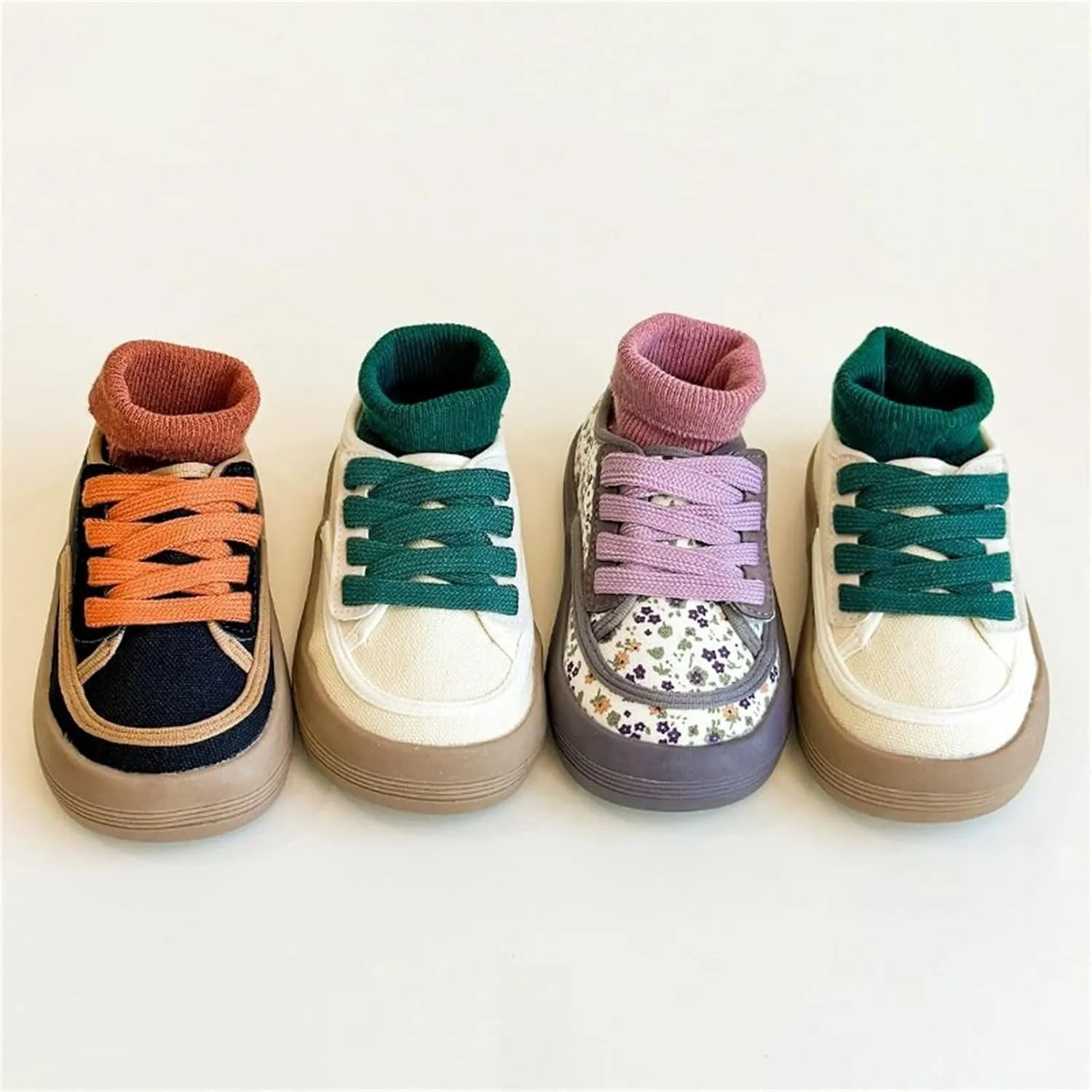 Little Kid Boy Girl Slip On Canvas Sneakers Lace Up Lowtop Casual Lightweight Comfortable Non-Slip Soft Sole Shoes