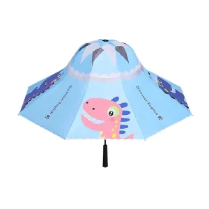 Little Surprise Box Blue Dino ,Unique Spanish Patio Style Kids Umbrella,5-12Years,Blue