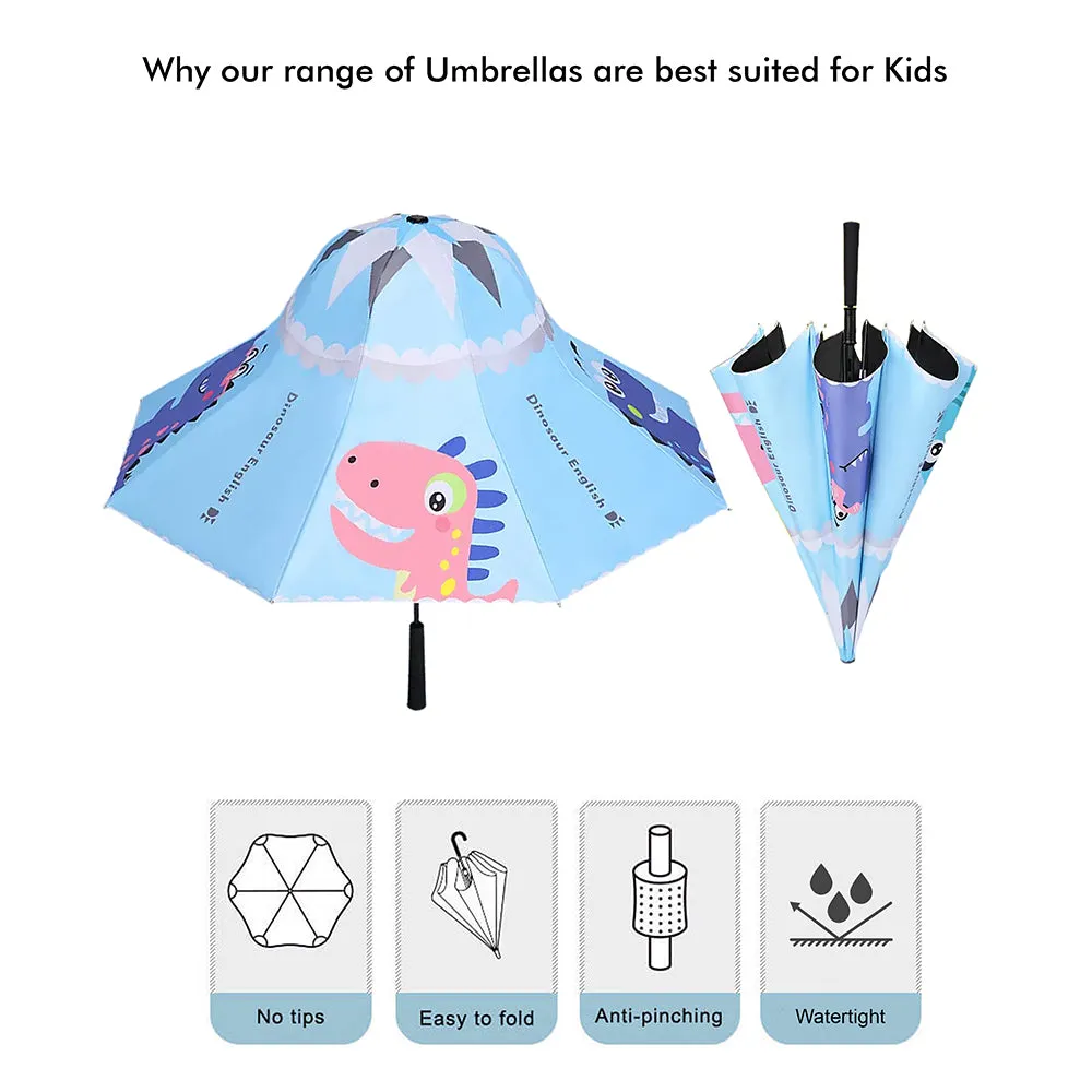 Little Surprise Box Blue Dino ,Unique Spanish Patio Style Kids Umbrella,5-12Years,Blue