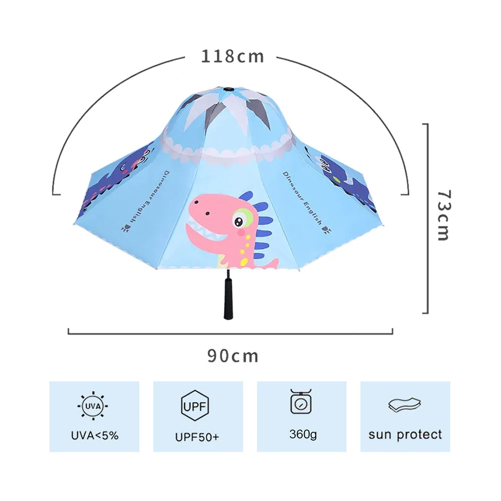 Little Surprise Box Blue Dino ,Unique Spanish Patio Style Kids Umbrella,5-12Years,Blue