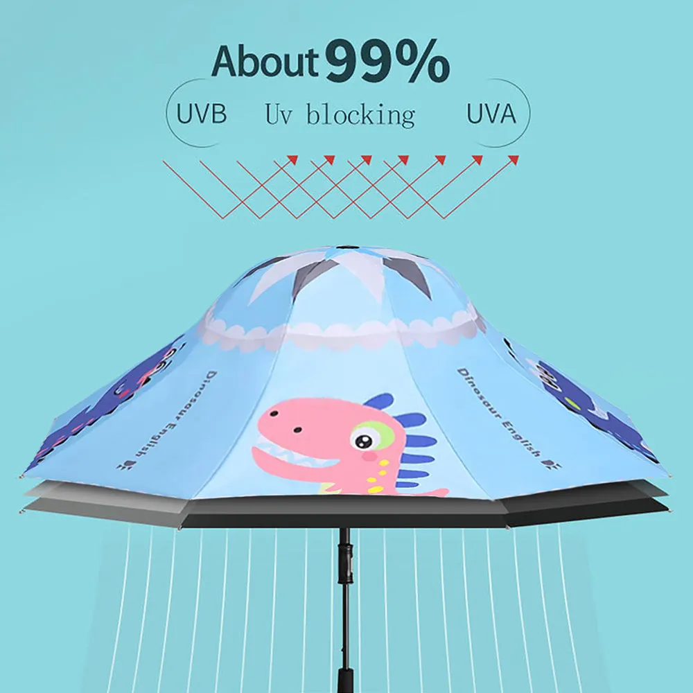Little Surprise Box Blue Dino ,Unique Spanish Patio Style Kids Umbrella,5-12Years,Blue