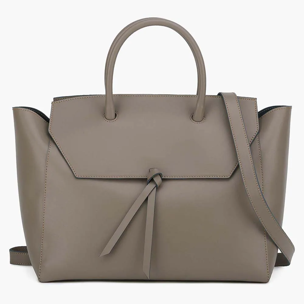 Loren Large Leather Tote Bag - Fango