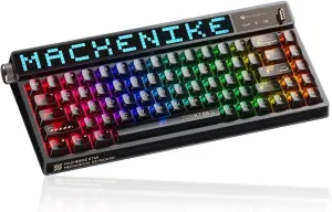 Machenike KT68 Pro Wireless Compact Mechanical Gaming Keyboard, Customizable LED Screen, 3-Modes 68 Keys Hot Swappable Gateron Yellow Switch, Anti-Ghosting, Transparent Keycaps, Win/Mac, Black