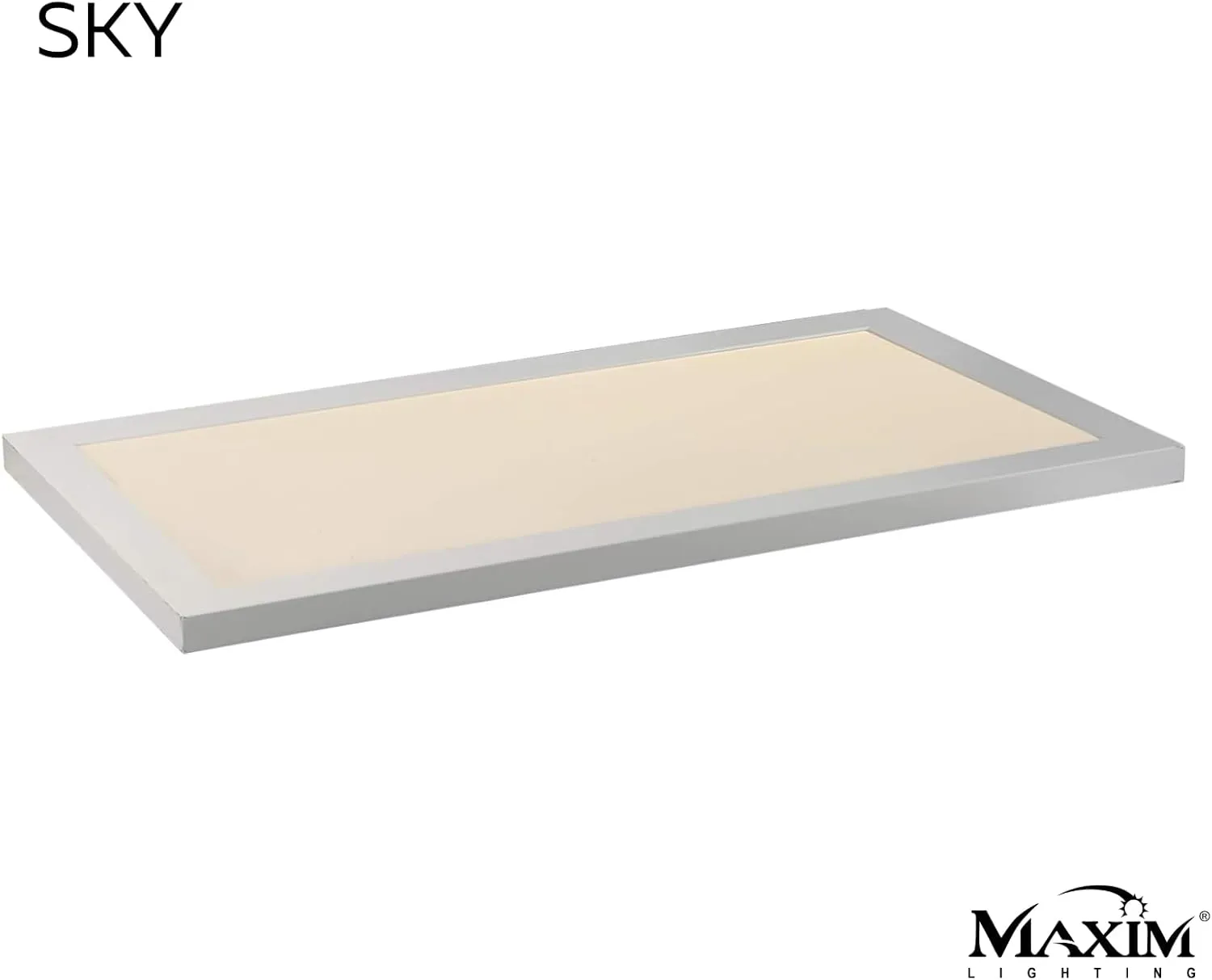Maxim 57762WTWT I Sky Collection 24 Inch Energy Star Rectangle 3000K LED Flush Mount I White Finish I Aluminum and Acrylic Housing I Traditional Style Light Fixture I