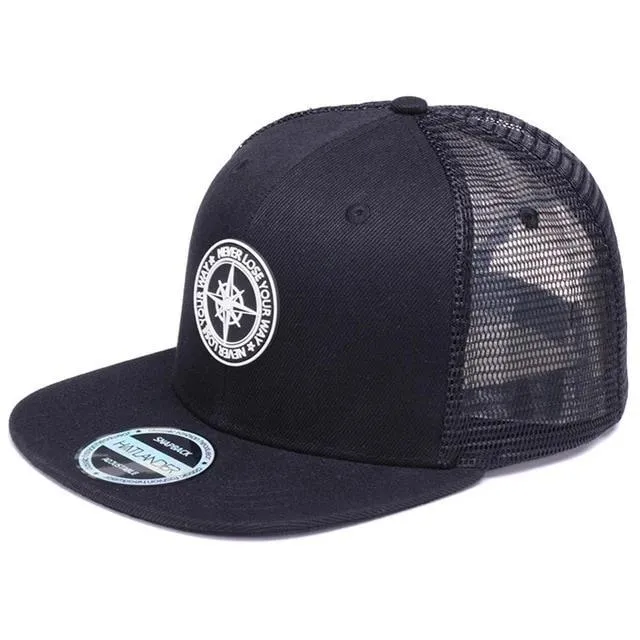 Mesh Baseball Hat w/ Compass Design