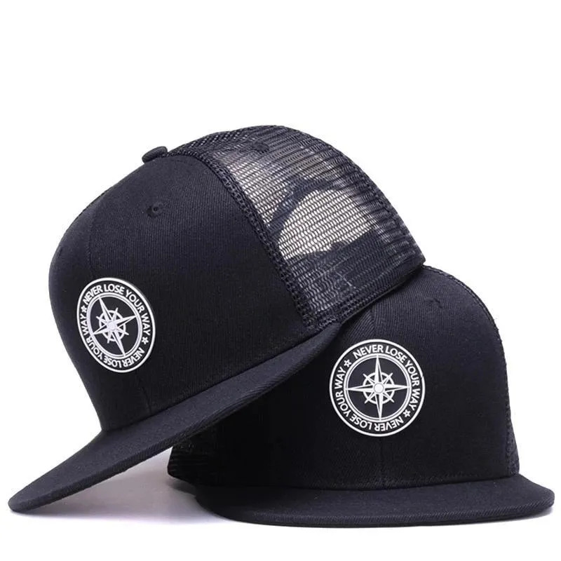 Mesh Baseball Hat w/ Compass Design