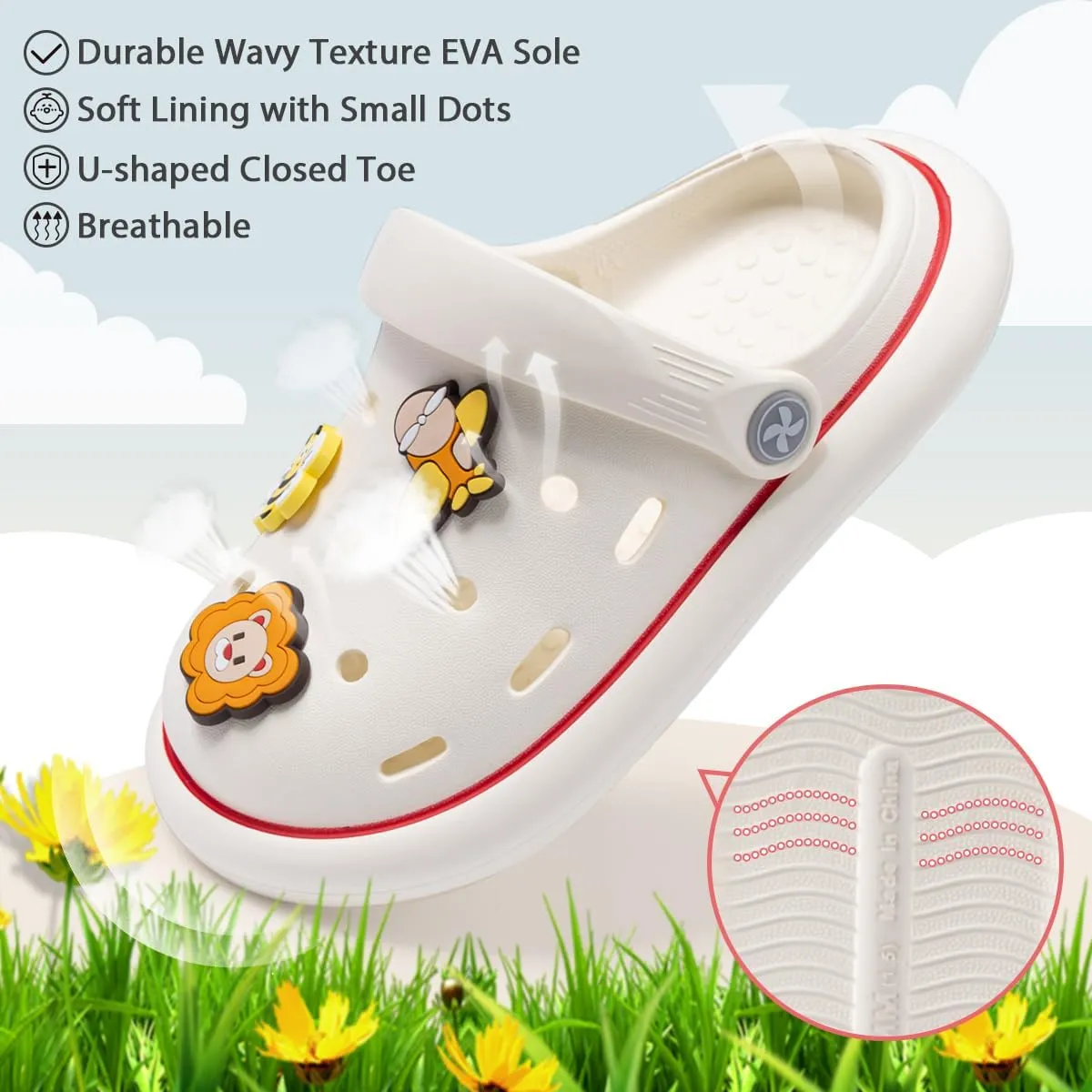 Miamooi Kids Girls Boys Clogs Garden Clogs Toddler Cartoon Slides Sandals Slip-on Water Shoes Indoor Outdoor Waterproof Beach Pool Slippers