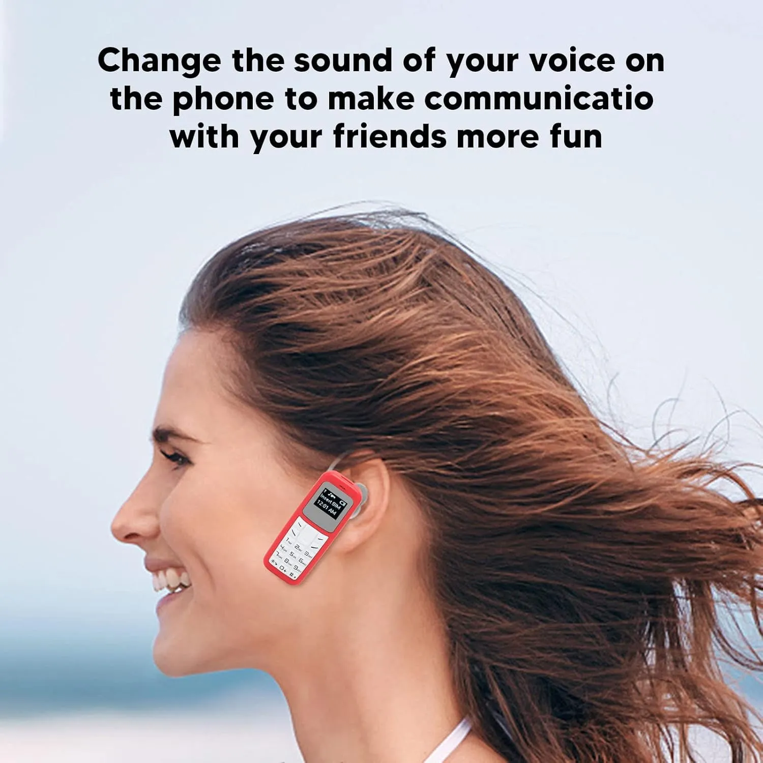 Mini Mobile Cell Phone, Tiny Mobile Phone Unlocked Bluetooth Handset 0.66inch Bluetooth Headset Dialer with Ear Hook Support SIM MP3 2G Worldwide(Red)