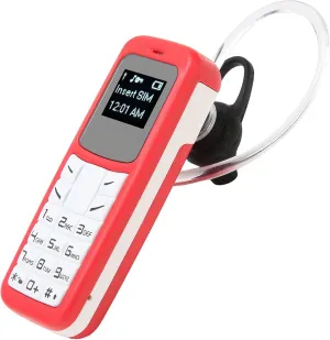 Mini Mobile Cell Phone, Tiny Mobile Phone Unlocked Bluetooth Handset 0.66inch Bluetooth Headset Dialer with Ear Hook Support SIM MP3 2G Worldwide(Red)