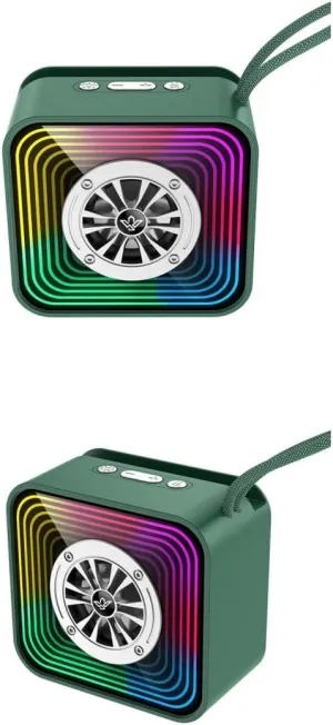 Mini Portable Bluetooth Speaker with Lantern Design, FM Radio, Hands-Free Calls, Mirror Surface, USB & TF Card Music Player, Bluetooth 5.3 Wireless Speaker for Travel, Home, Outdoor, Bike (Green)