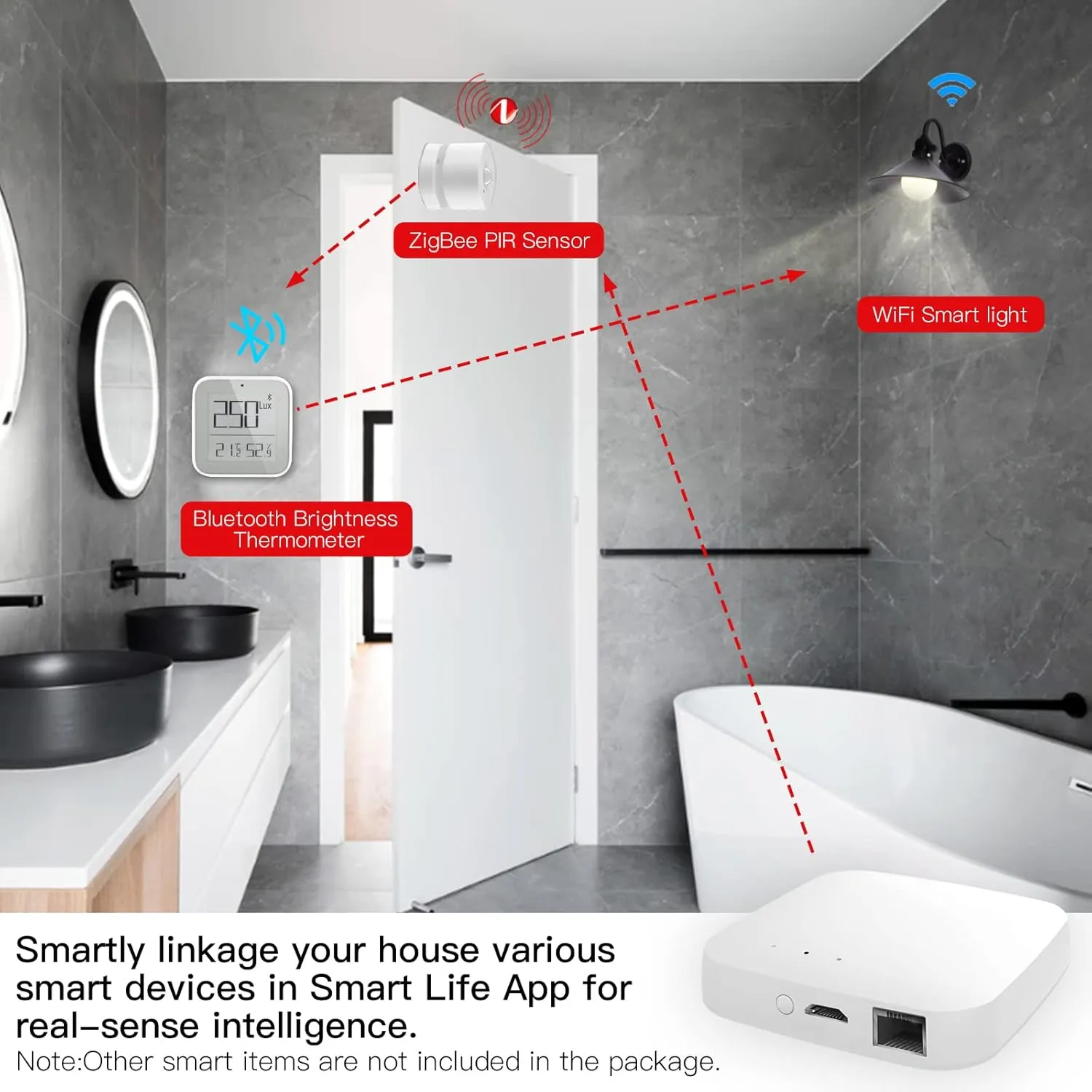 MOES ZigBee 3.0 & Bluetooth & Mesh Hub Only Support Tuya Device Work with Smart Life App, Intelligent Bridge Wired Smart Home Gateway Voice Control via Alexa, Google Home, 2.4GHz WiFi