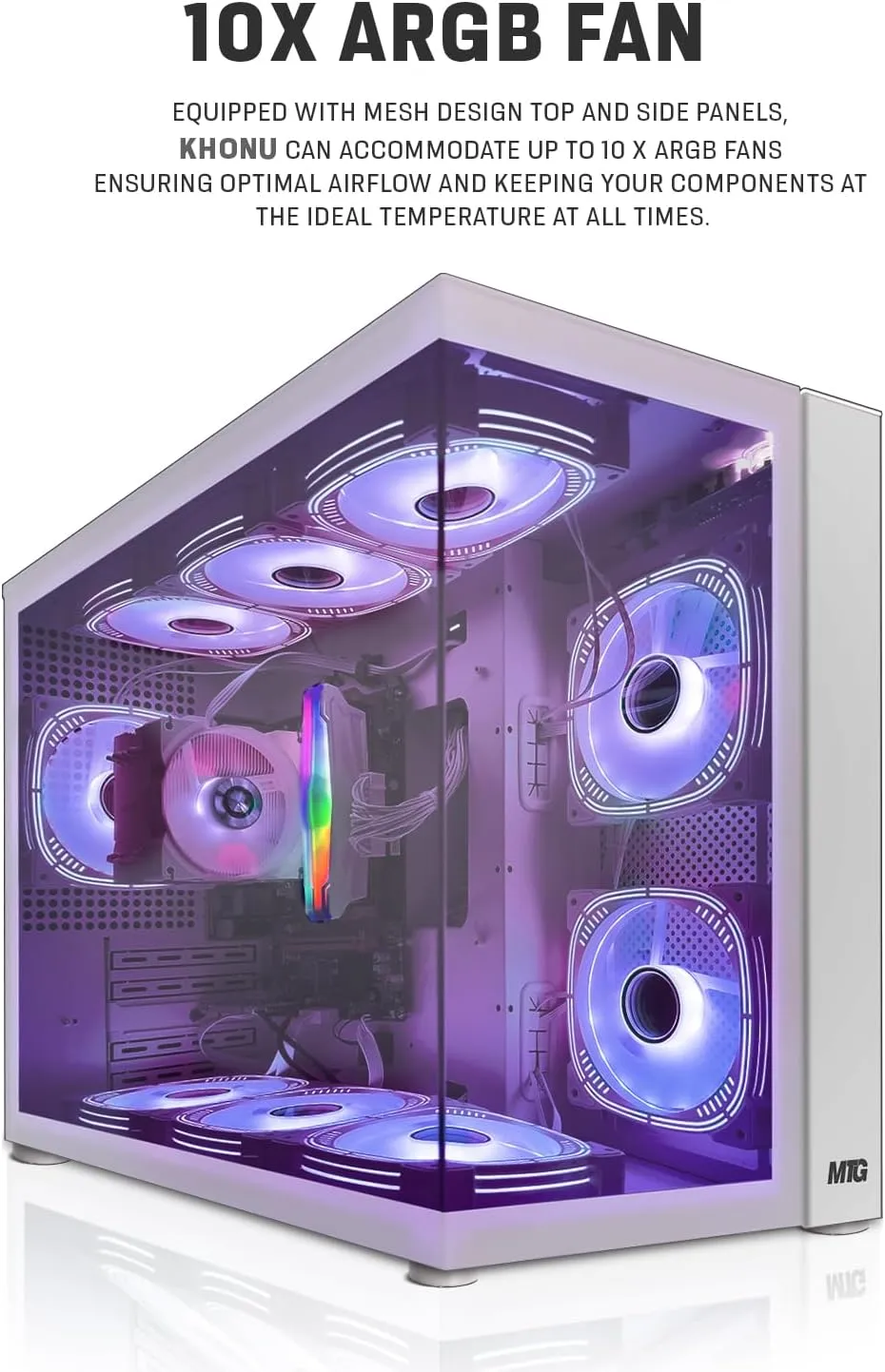 MTG Khuno Gaming Tower PC- Intel Core i7 4th Gen, GTX 1660S 6GB 192bits, 16GB RGB ARGB Ram, 512GB Nvme, Gaming Kit Webcam, Win 10 Pro