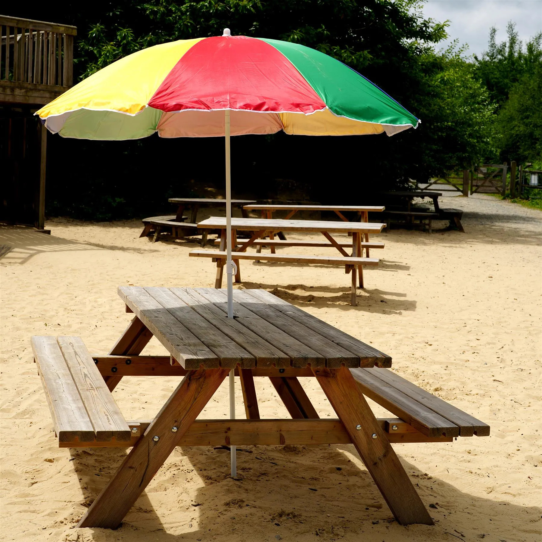 Multi-Coloured Beach Tilting Parasol 1.6M