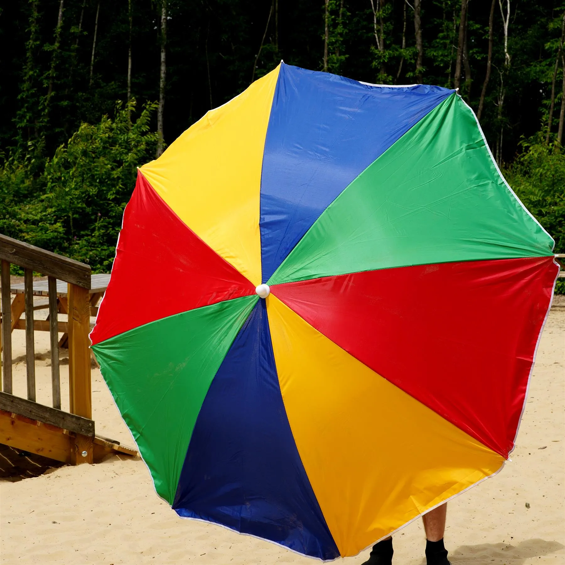 Multi-Coloured Beach Tilting Parasol 1.6M
