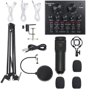Multi-Functional Live Sound Card Microphone Kit Suspension Transmission Recording Condenser Microphone Set