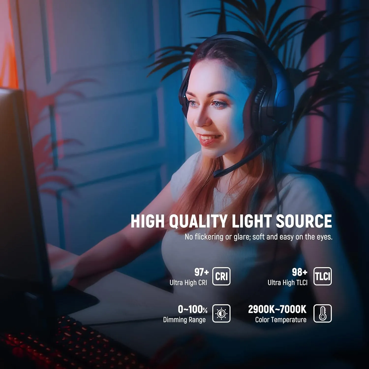NEEWER 15.5" LED Streaming Key Light, Clamp on Desk Panel Video Lighting for Gaming Recording Zoom Call, CRI97 , 2.4G PC/Mac iOS/Android APP Control, Compatible with Elgato Stream Deck, GL1 PRO Black