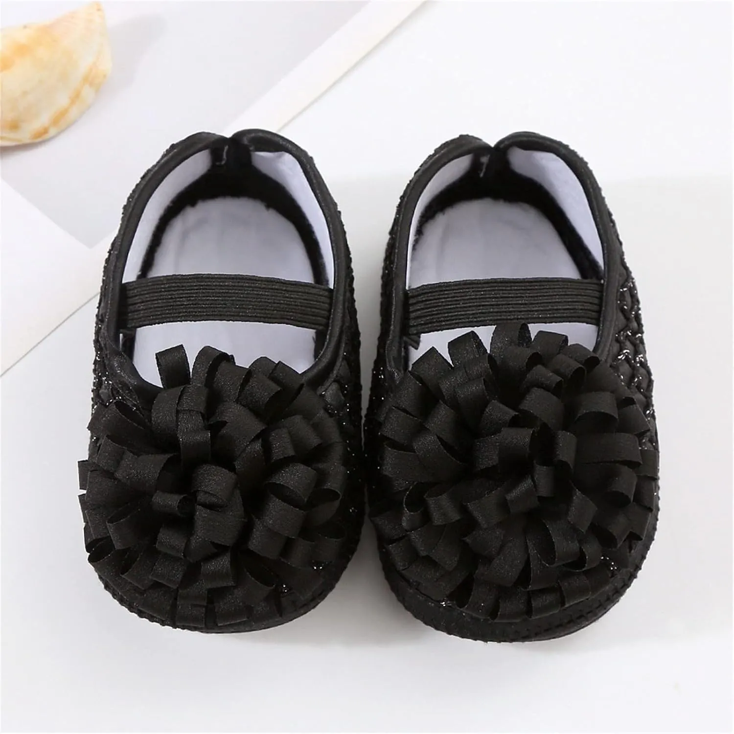 Newborn Baby Ankle Strap Shoes Girls Fashion Cute Big Flower Princess Sneakers Infant Soft Sole Non Slip Slippers