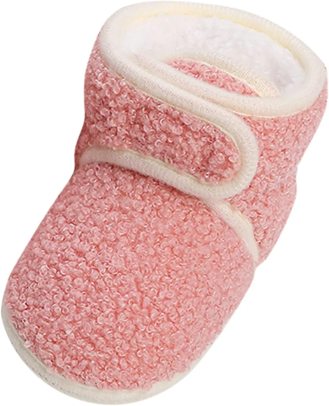 Newborn Baby Boots Ankle Snow Booties Cozy Fleece Socks Shoes with Grippers Stay On Slipper Infant Toddler Crib Shoes