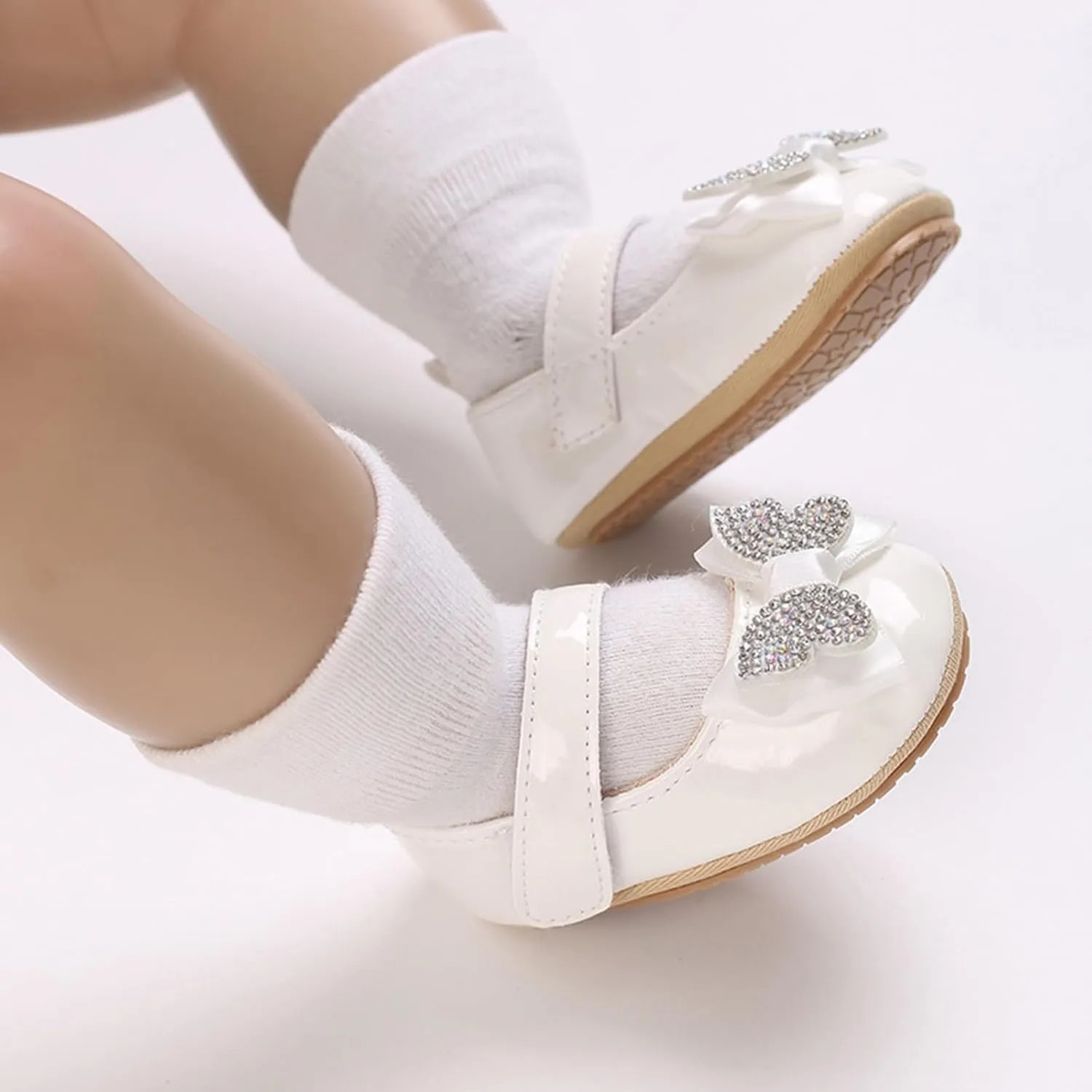 Newborn Baby Girls Dress Shoes Infant Bowknot Soft Sole Mary Jane Baptism Christening Shoes Wedding Casual