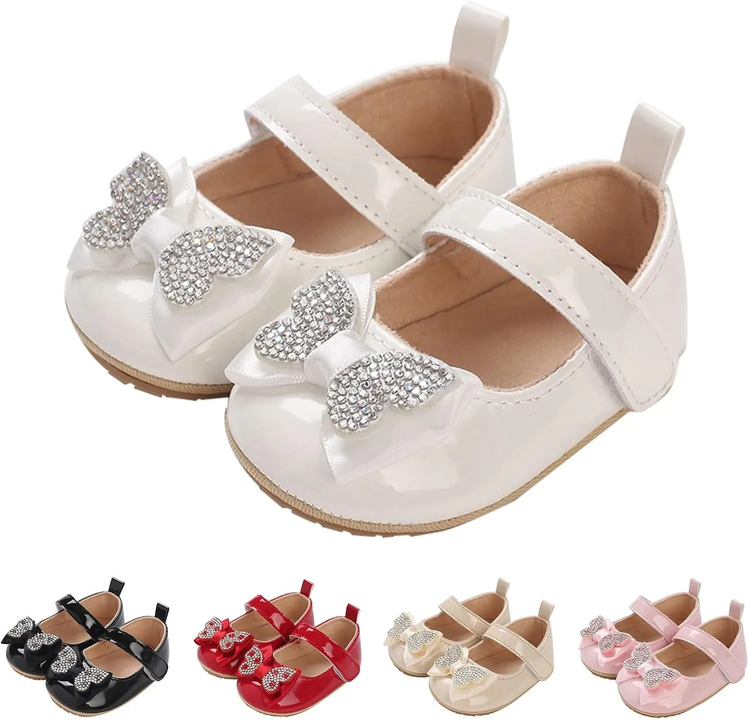 Newborn Baby Girls Dress Shoes Infant Bowknot Soft Sole Mary Jane Baptism Christening Shoes Wedding Casual