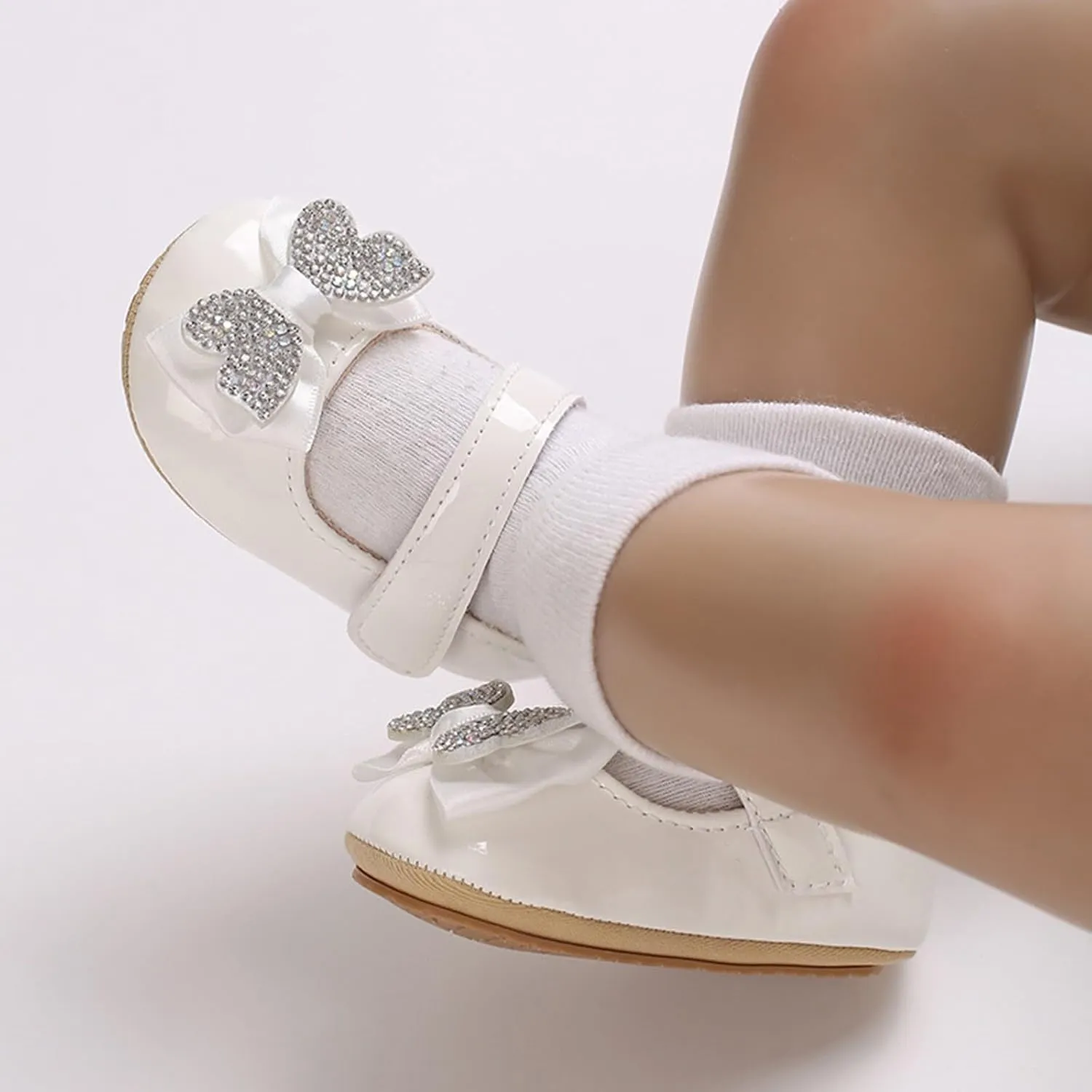 Newborn Baby Girls Dress Shoes Infant Bowknot Soft Sole Mary Jane Baptism Christening Shoes Wedding Casual