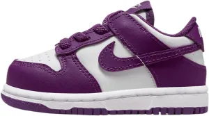 Nike Dunk Low Baby/Toddler Shoes (FB9107-110, White/White/Viotech) Size 4