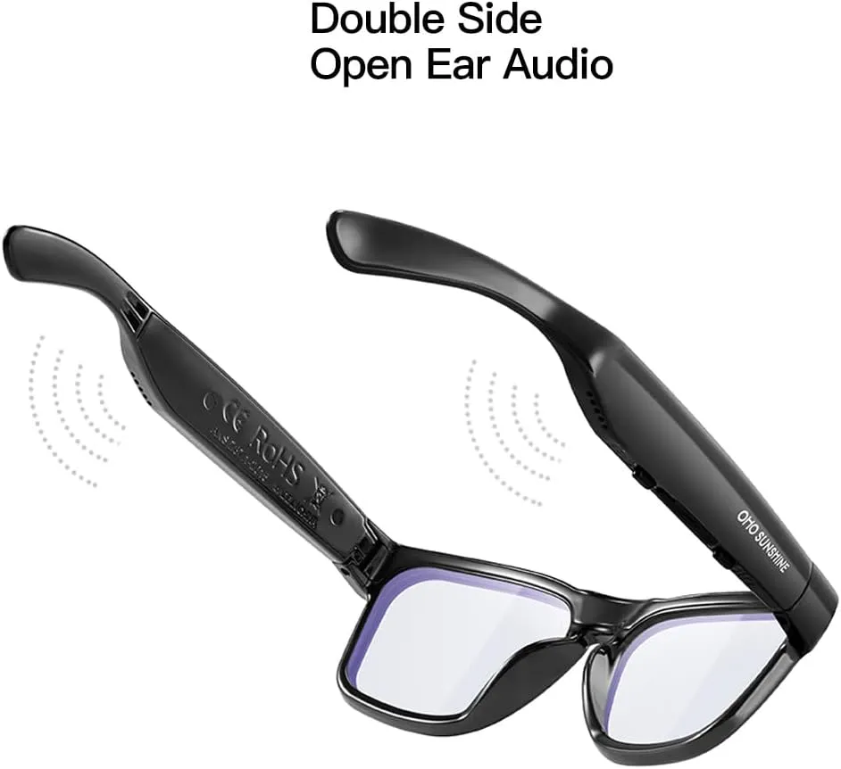 OhO Bluetooth Glasses,Voice Control and Open Ear Style Smart Glasses to Listen Music and Calls,UV400 Protection Lens