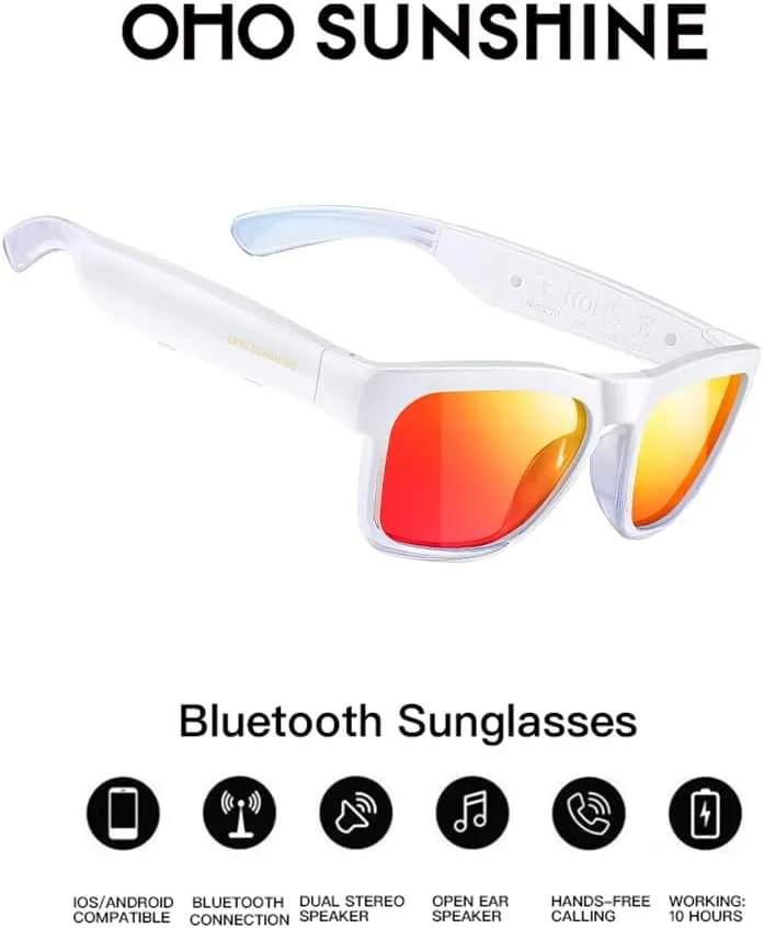 OhO Smart Glasses,Polarized Sunglasses with Bluetooth Speaker,Athletic/Outdoor UV Protection and Voice Control,Unisex