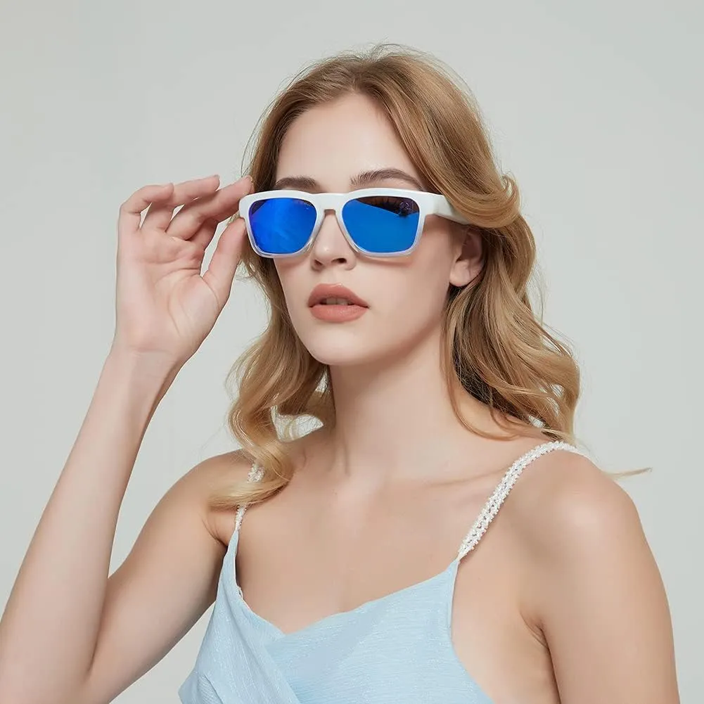 OhO Smart Glasses,Polarized Sunglasses with Bluetooth Speaker,Athletic/Outdoor UV Protection and Voice Control,Unisex(Mirror Blue Lens)