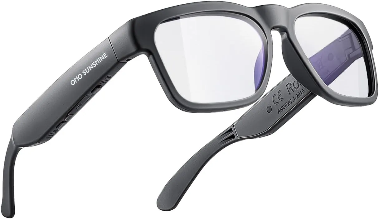 OhO Smart Glasses,Safety Glasses with Bluetooth Speaker,Indoor/Outdoor UV Protection and Voice Control,Unisex(Blue Light Lens)