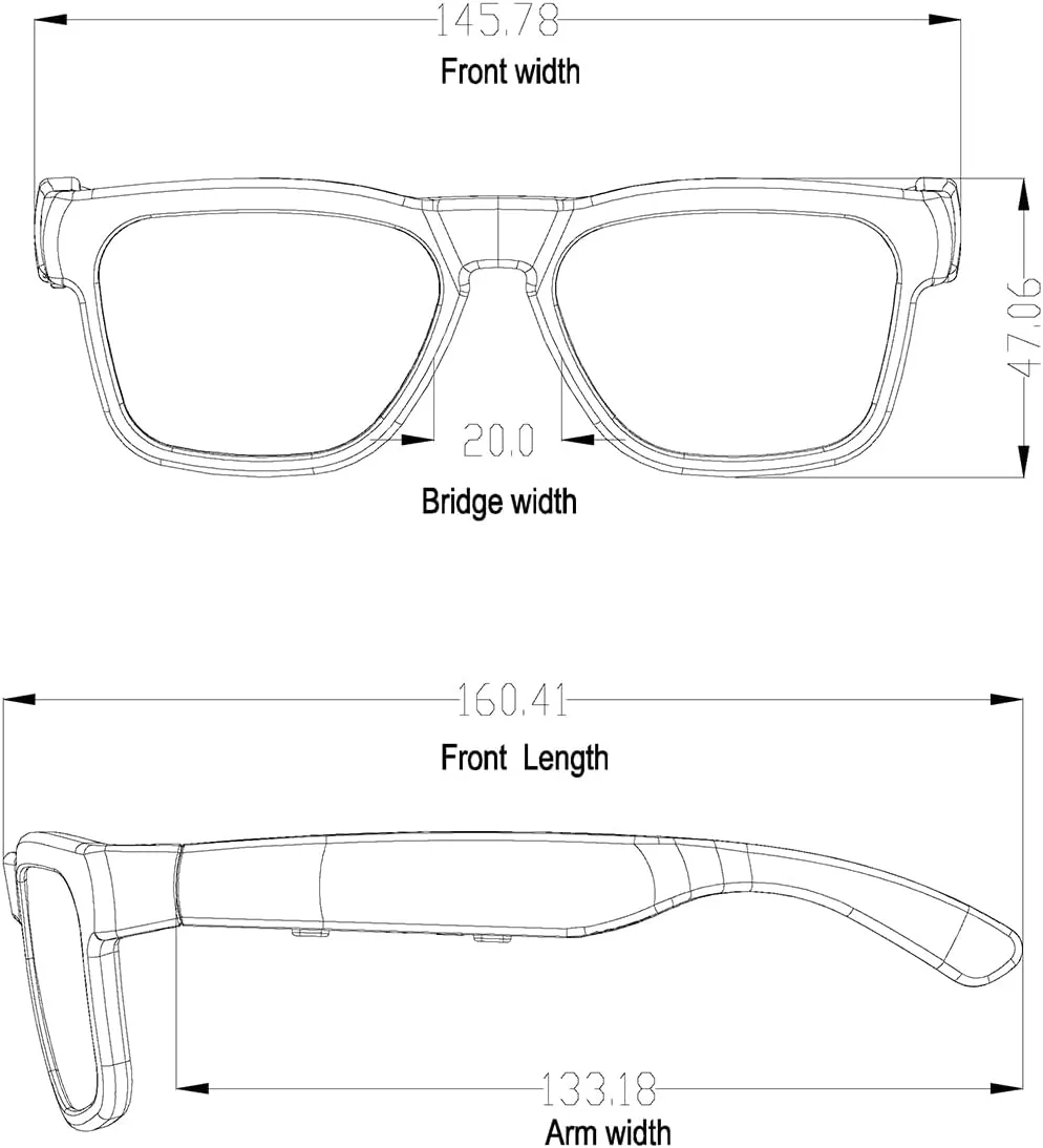 OhO Smart Glasses,Safety Glasses with Bluetooth Speaker,Indoor/Outdoor UV Protection and Voice Control,Unisex(Blue Light Lens)
