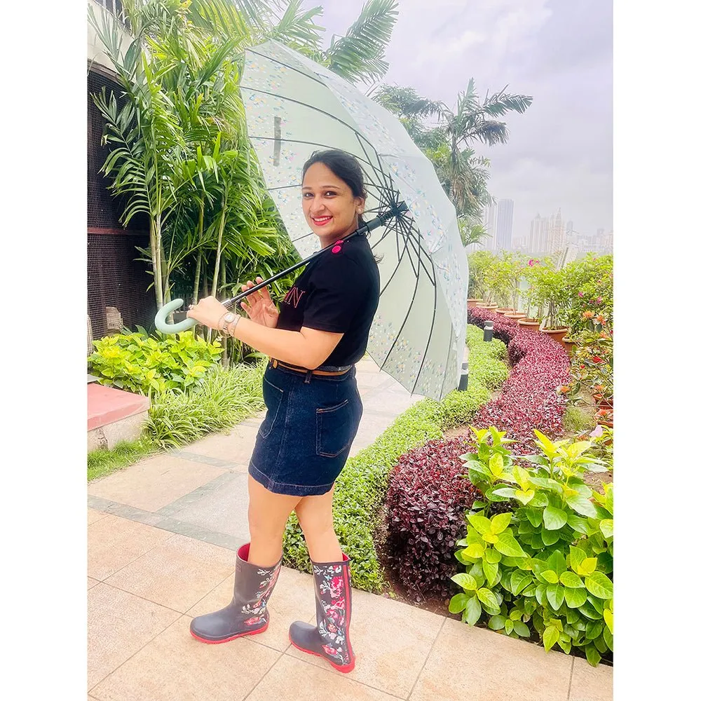 Olive Floral border Style Umbrella for Teens and Adults