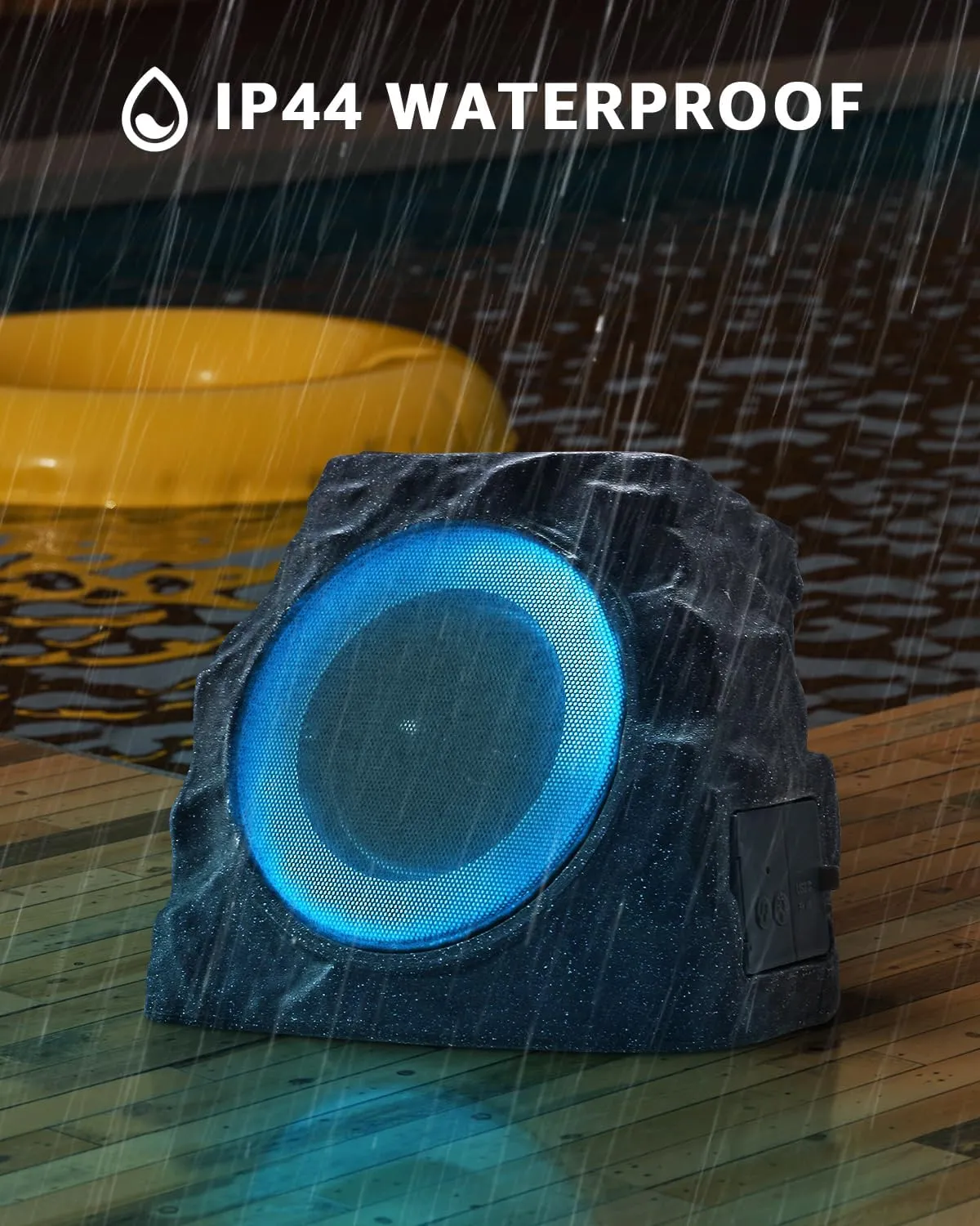 Outdoor Rock Bluetooth Speakers Waterproof Solar-Powered Wireless Bluetooth Rock Speakers Outdoor Waterproof Patio with Lights RGB and TWS Pair for Outside Deck Pool -2 Pack