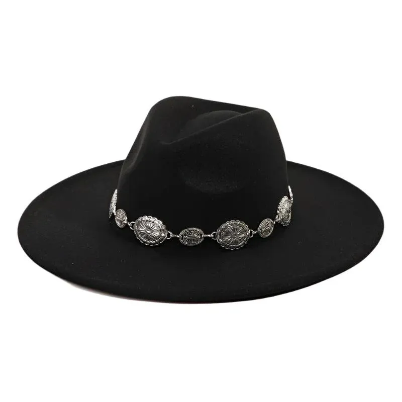 Oval Coin Chain Fedora Hat