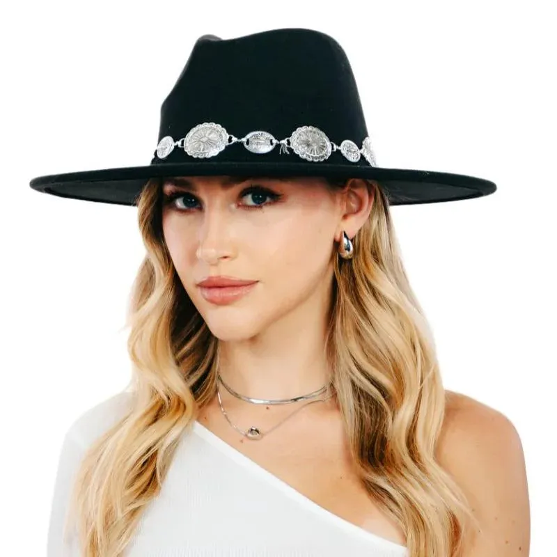 Oval Coin Chain Fedora Hat