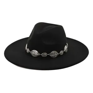 Oval Coin Chain Fedora Hat