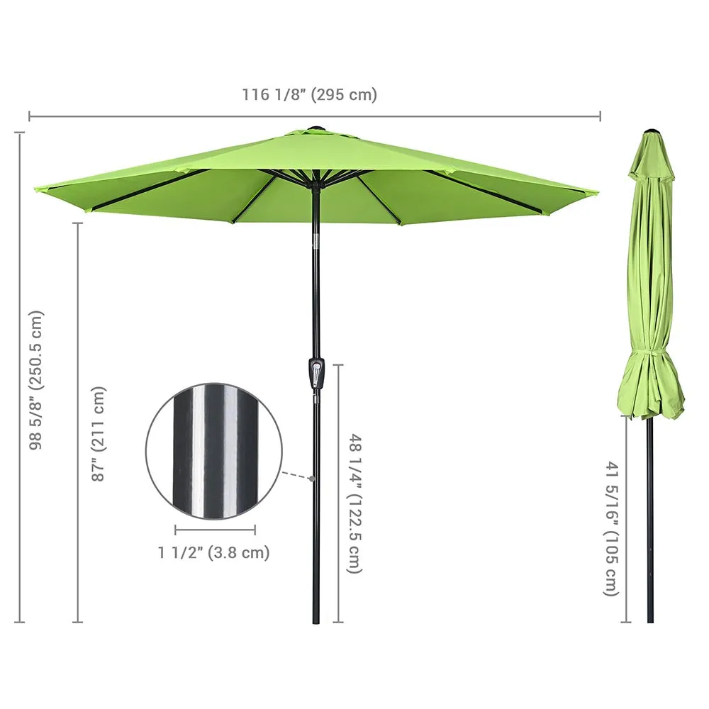 Patio Umbrella Tilt 10ft 8-Rib 220 gsm Canopy UV50 