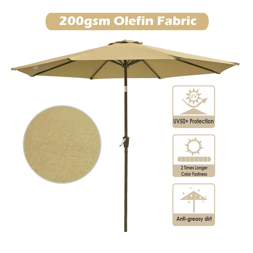 Patio Umbrella Tilt Metal 200 gsm Canopy 9ft 8-Rib